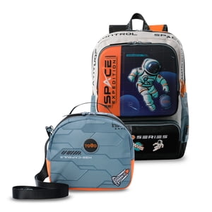 Pack Escolar Mochila Gris Mediana Gemini + Lonchera Totto