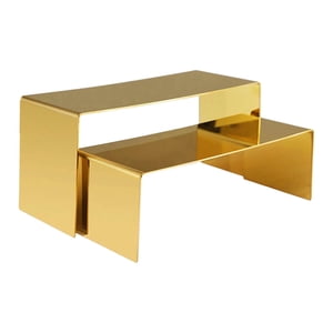 Magideal - 2 Soportes De Exhibición De Metal, Organizador De Material Acero Inoxidable Apilable Con Espejo Para Grandes Exposiciones, Encimeras, Comerciales, Oro Rosa