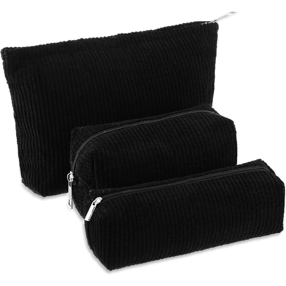 Set 3 Neceser Huhumy Corduroy Negro Impermeable