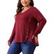 thumbnail image 4 of GRACE & GRANDEUR Ropa de Halloween para Mujer Tallas Grandes Blusa de Manga Larga con Cuello en V, Ajuste Suelto con Botones Decorativos y Dobladillo Irregular L Burdeos, 4 of 7