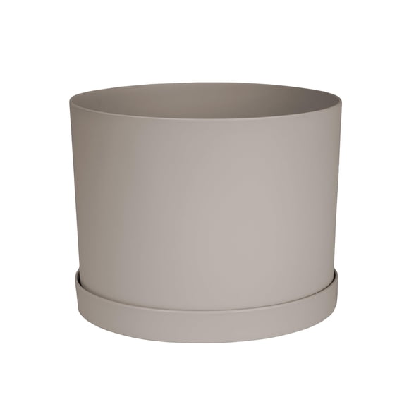 Maceta Bloem Mathers de 21 cm, color beige, con bandeja para platillo