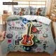 thumbnail image 1 of v966 Bed Sheets Guitar Duvet Cover Set Twin Rock Music Comforter Cover Set Hip Hop Hippie Quilt Cover Blue Guitar Polyester Bedding Set For Teen 3-Piece Bedding Set (1 Duvet Cover + 2 Pillow Shams) Be, 1 of 5