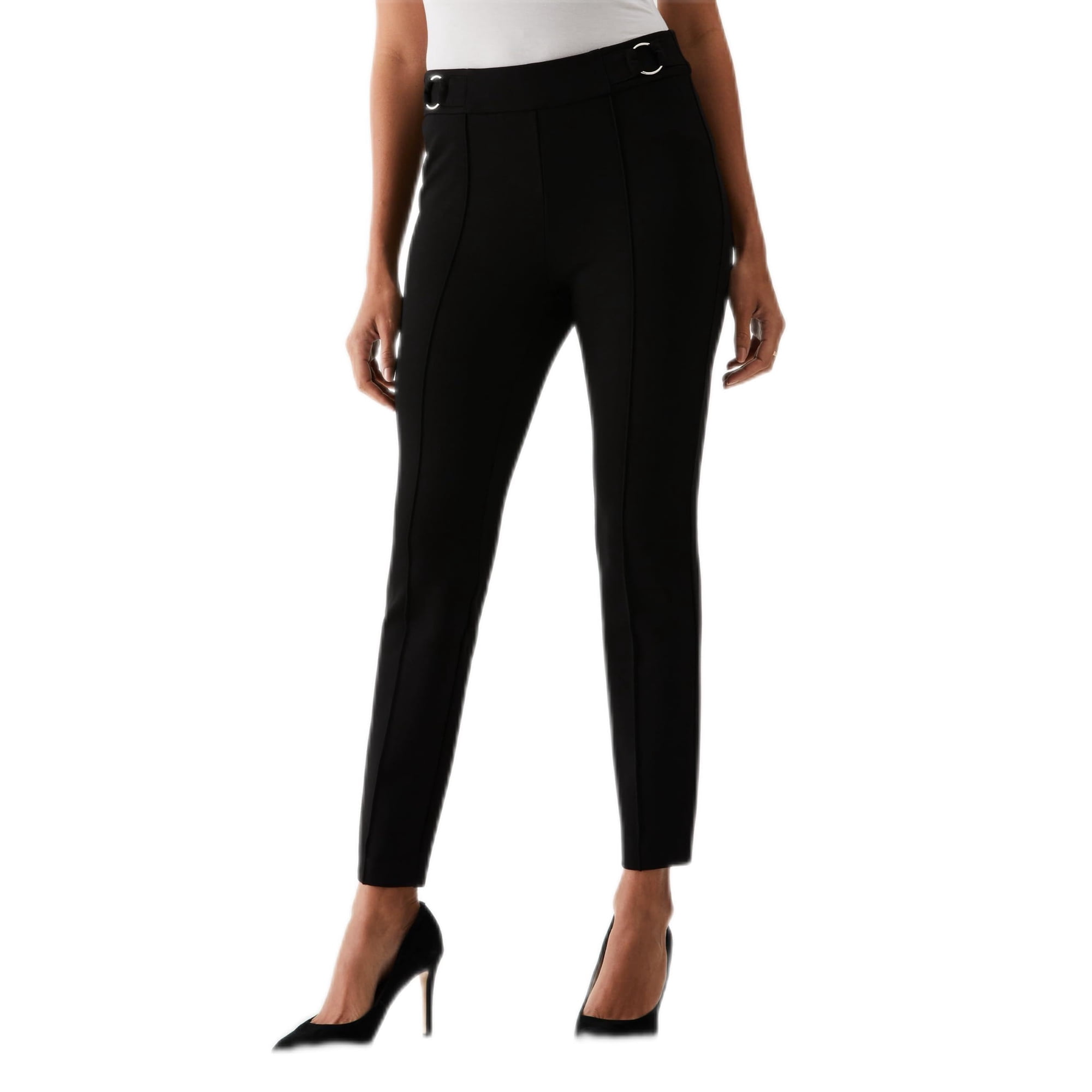 Pantalones Rafaella Petite Slim Tobilleros Con Cintura Elástica Negro 67 Cm