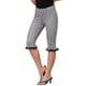 thumbnail image 4 of Pantalones de Gingham para Mujer Cintura Baja 3/4 Longitud hasta la Rodilla Leggings Capri Recortados M Negro, 4 of 6