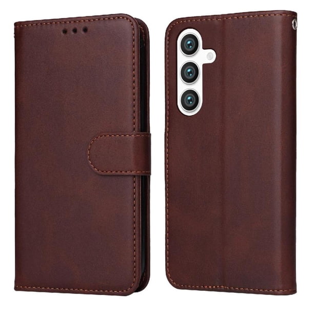 Funda Billetera para Samsung Galaxy S25 con Porta Tarjetas y Soporte Ajustable Marrón