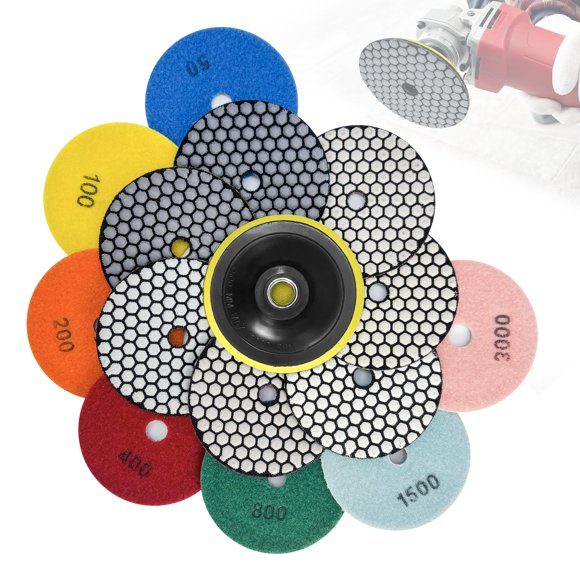 Almohadillas de pulido DiamDr 100 mm juego de 8 piezas rosca 5/8‑11