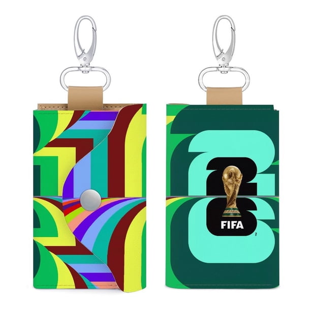 FIFA Funda de piel para llaves para hombres y mujeres, llavero artesanal de piel de vaca de grano entero, organizador de llaves de coche con cremallera y 6 ganchos, estuche vintage con caja de regalo
