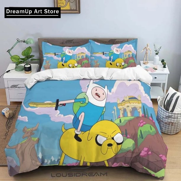 Cartoon Adventure Time Finn And Jake Duvet Cover Comforter Bed Youth Girl Boys
