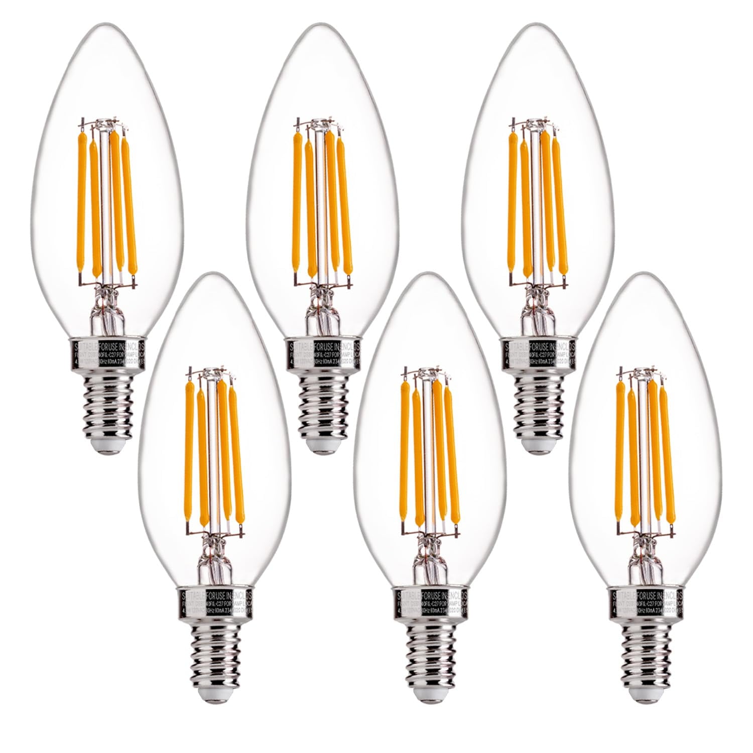 Paquete De 6 Bombillas Led Flsnt B11, 4,5 W, 2700 K, E12