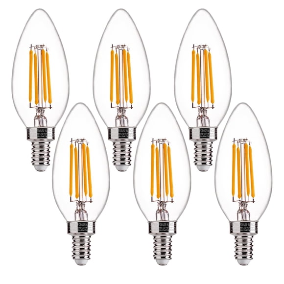 Paquete de 6 bombillas LED FLSNT B11, 4,5 W, 2700 K, E12