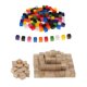thumbnail image 3 of 100x Contadores Cubos+ 100x BLOQUES DE CONSTRUCCIóN DE MADERA NATURAL LADRILLOS CUBOS, 3 of 5