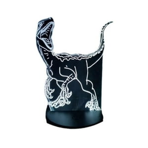 Lelumania - Lampara Ilusion 3D Dino Velociraptor 7 Colores, Base Touch