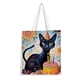 thumbnail image 1 of Black Cat Party Bolso de tela con estampado de lienzo para mujer, bolsa de compras reutilizable y estética, con cremallera interior, regalo para mujer, 35 × 40 cm., 1 of 6