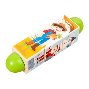 Magideal - Bloques Giratorios De Madera, Rompecabezas, Juguete Portátil Para Desarrollar Habilidades Motoras, Juguete Educativo Temprano Para Niños De 1 A 3 Años