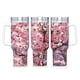 thumbnail image 1 of Flor de Cerezo Vaso aislado de acero inoxidable con asa, diseño temático, regalo para familia, amigos y fans; incluye pajita y encaja en el portavasos estándar, 40 oz, 1 of 6