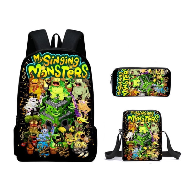 3PC-SET My Singing Monsters Monster Concert School Bag Backpack Shoulder Children's Gifts Backpack Cartoon School Bag Mochila