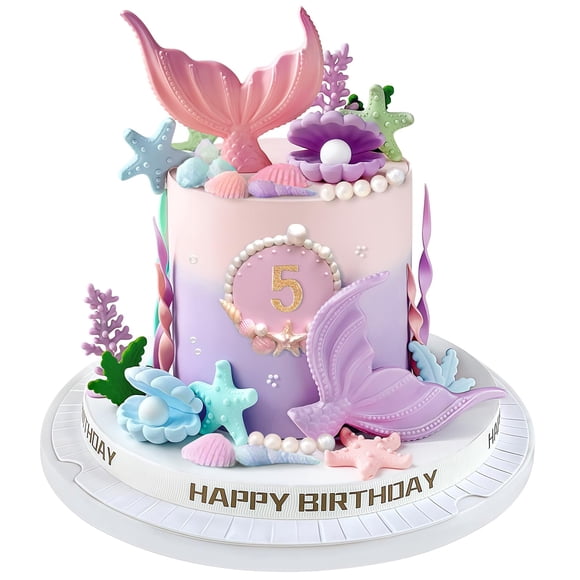 Set De Decoración Para Tartas Con Forma De Cola De Sirena Y Algas Marinas 21 Unidades