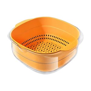 Bothyi - Cesta De Drenaje De Doble Capa Cestas De Drenaje De Verduras Para Alimentos Mezcla De Verduras Amarillas