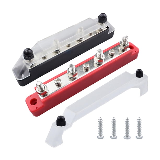 Bloque de distribución de energía Bloque de terminales de distribución Rojo Durable Reemplaza 4 pernos de terminal 48V 150 Amp Bus Bar para RV Marine
