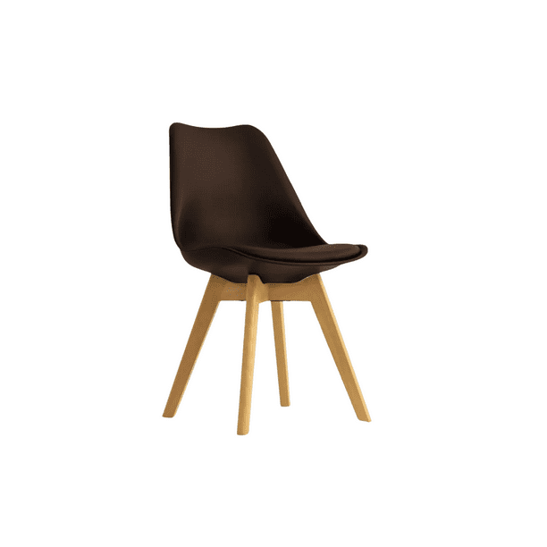 Silla De Comedor Tulip Tapizado Terciopelo O Felpa Con Base Madera - Café