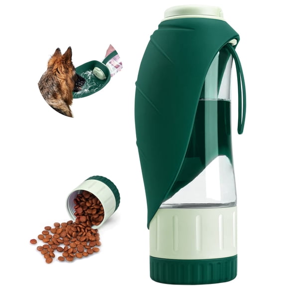 Dispensador de botellas de agua para perros TIOVERY para pasear, 600 ml, color verde