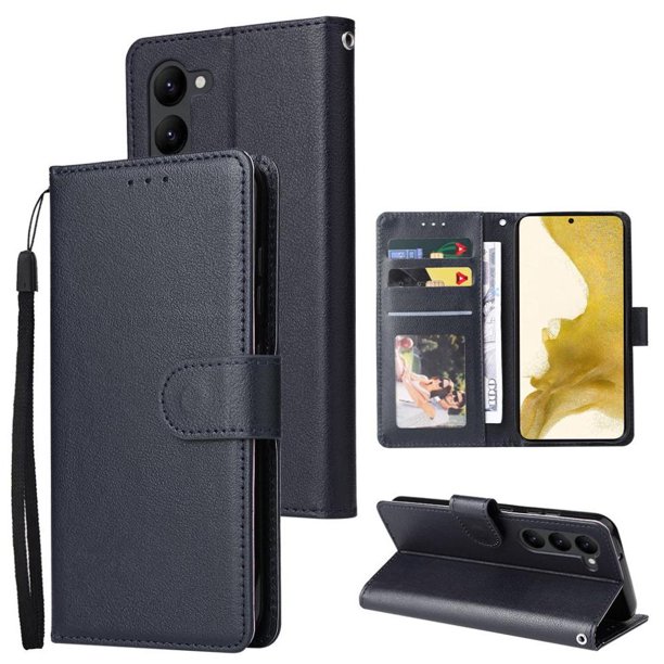 Funda Cartera para Samsung Galaxy S23 Plus con Tarjetero, Soporte y Cordón - Protección Azul