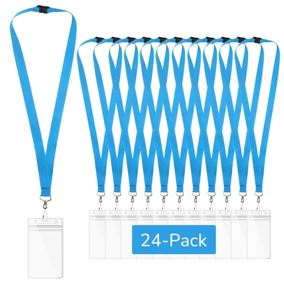Lanyards WEZEBEL de 24 piezas con porta credencial impermeable azul cielo