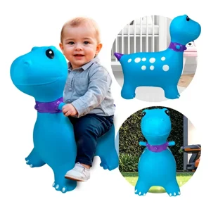 Center Web - Montable Dinosaurio Inflable Juguete Azul Brinca Saltarin
