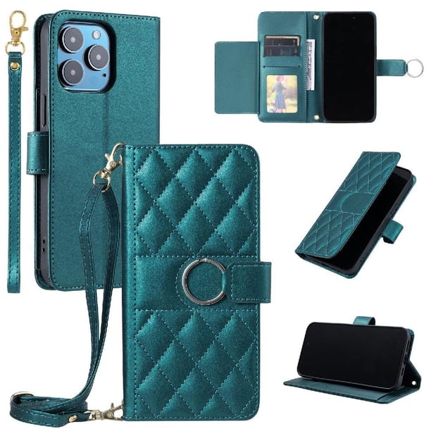 Funda tipo billetera FOXDOCK para iPhone 16 Pro Max – Tapa abatible con correa para mujer