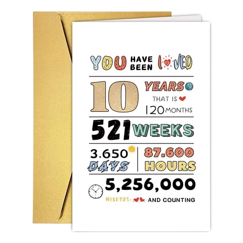 Tarjeta De Cumpleaños Colinhelin De 10 Años Para Niños Y Niñas Con Sobre