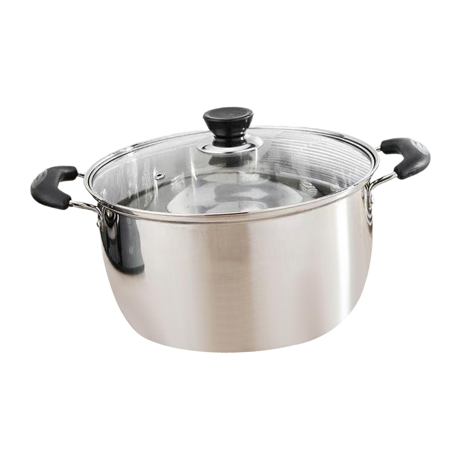 Magideal - Olla De Acero Inoxidable Con Doble Asa Fondo Universal Diseño Profundo Y Antiadherente Adecuada Para Cocinas Domésticas Y Preparación De Comidas Famil Estilo A