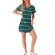 thumbnail image 2 of INSPIRE CHIC Camisón a Rayas para Mujer, Manga Corta Suave con Cuello Redondo y Dobladillo Curvo, Ropa de Dormir Ligera M Azul Verde, 2 of 6