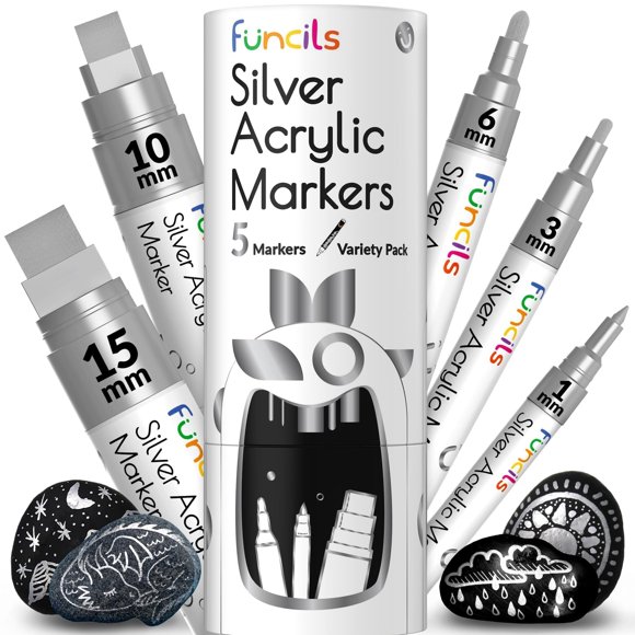 Rotulador acrílico plateado Paint Pen Funcils 5, color plateado metalizado
