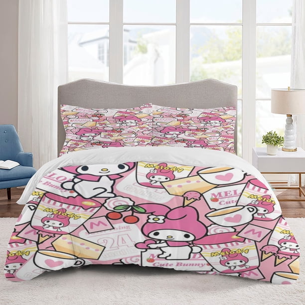 My melody Bedding Sets Cartoon Duvet Cover Lightweight 3 Piece Bet Sets for Kids Boys Girls