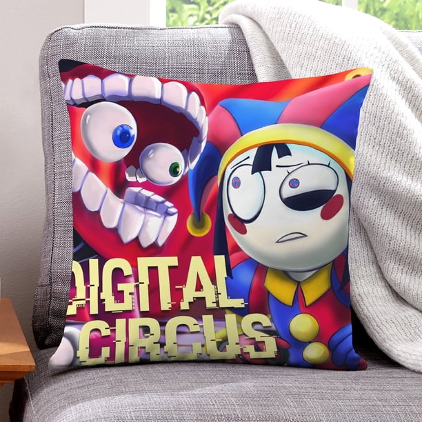 El Asombroso Circo Digital Fundas de almohada de terciopelo con tema, regalos de funda de almohada, decoración para el hogar, cojín de lanzar, regalo de cumpleaños para fans y parejas. 60cm x 60cm.