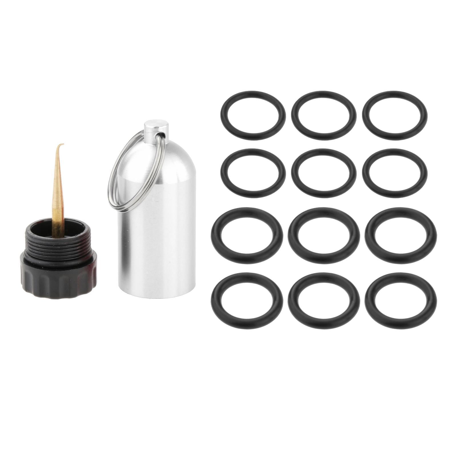 Ioensy - Mini Botellas Cilíndricas De Buceo Con 12 Juntas Tóricas Kit De Reparación De Llavero De Buceo Plateado