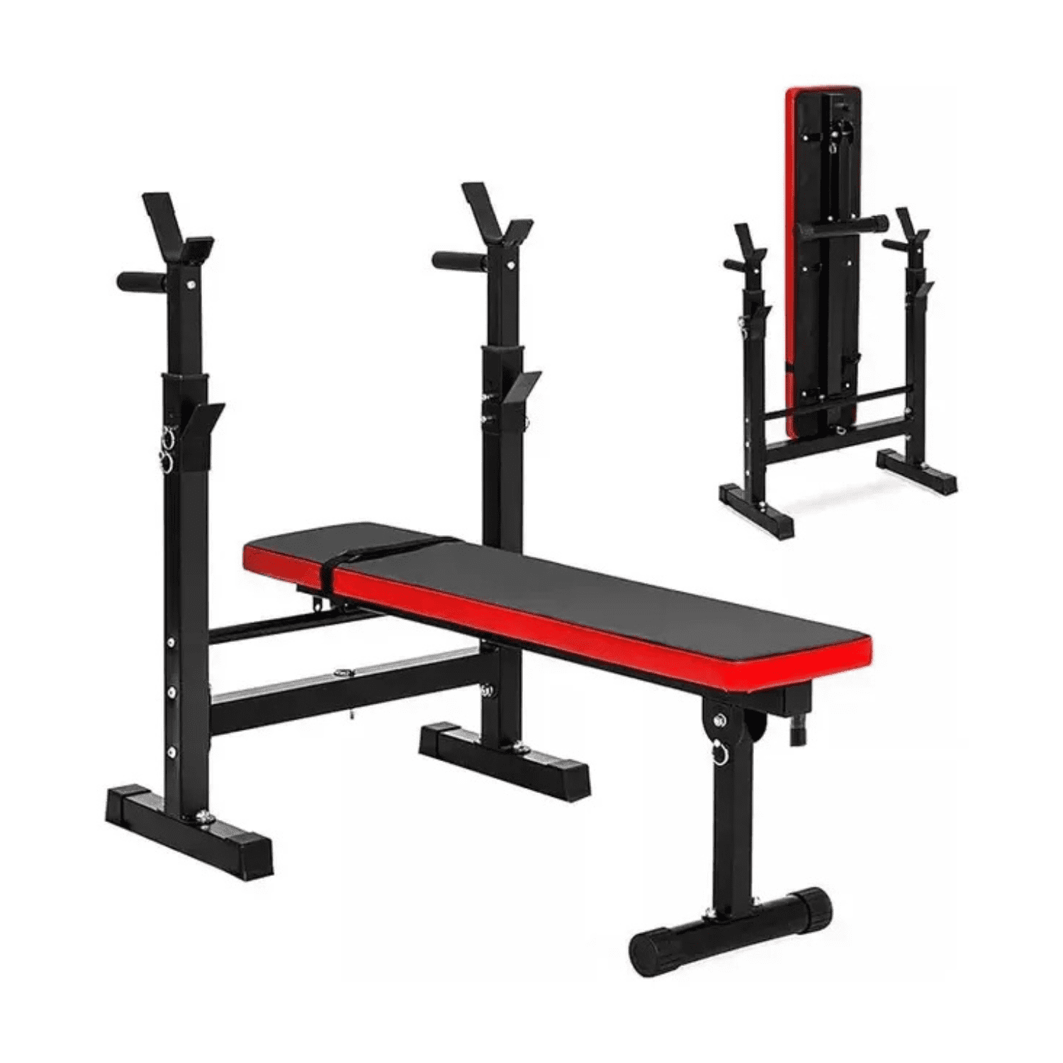 Genérico - Banco Abdominal Multifuncional Mancuerna Reclinable Plegable Negro Y Rojo