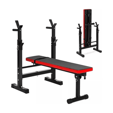 Genérico - Banco Abdominal Multifuncional Mancuerna Reclinable Plegable Negro Y Rojo