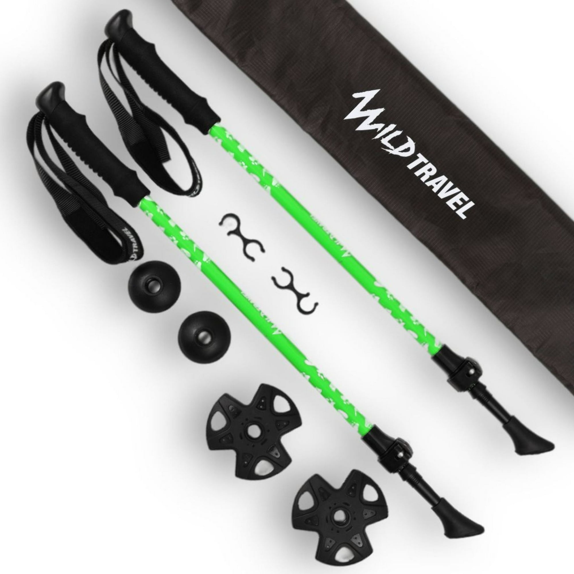 Wild Travel - Pack 2 Bastones Trekking Diseñado Para Niños/as Verde