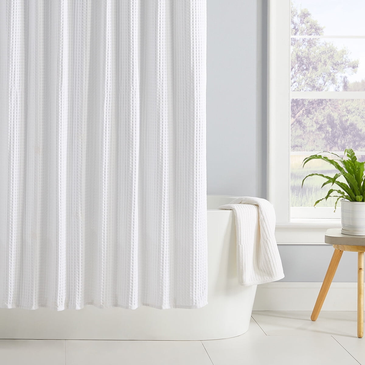 Cortina De Baño Better Homes Gardens Waffle 72x72 Blanca