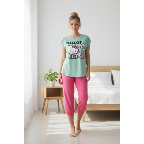 Pijama Mujer Hello Kitty Verde S