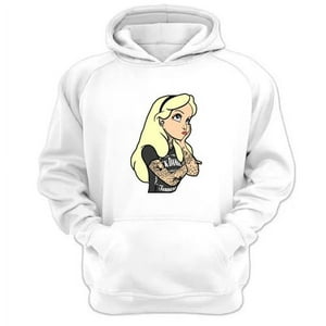 Genérico - Polerón Canguro Alicia Rock & Roll Blanco Talla S Unisex