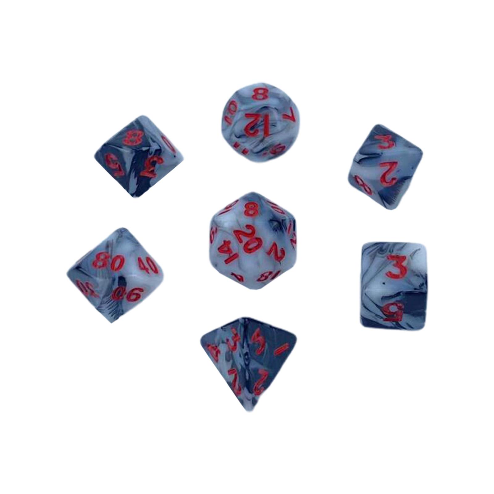 Magideal - Juego De 7 Dados De Acrílico, Dados Multicolores, Juguete De Entretenimiento , Gris