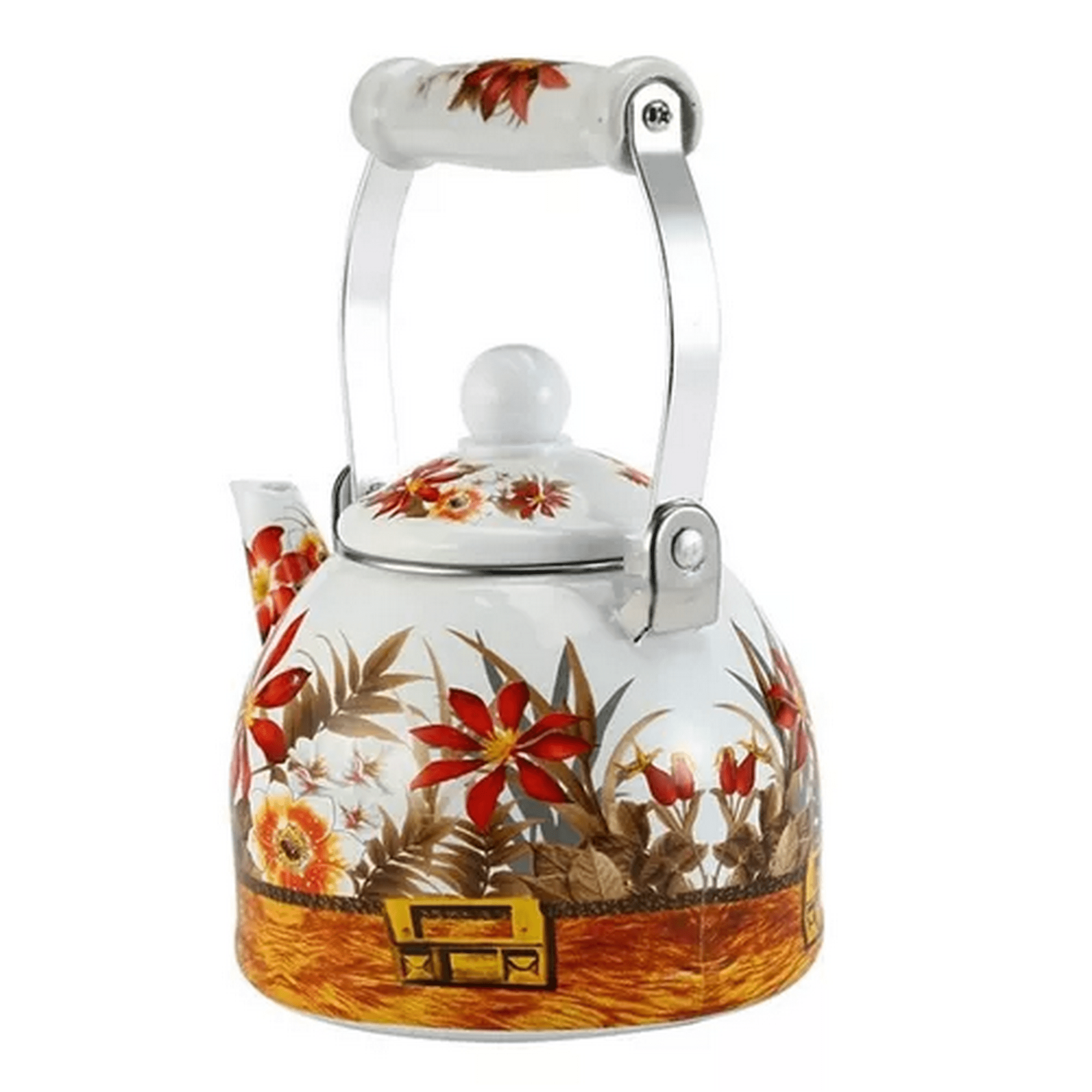 Genérico - Tetera Esmaltada Enlozada De 2 Litros, Diseño Flores