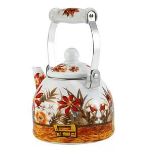 Genérico - Tetera Esmaltada Enlozada De 2 Litros, Diseño Flores