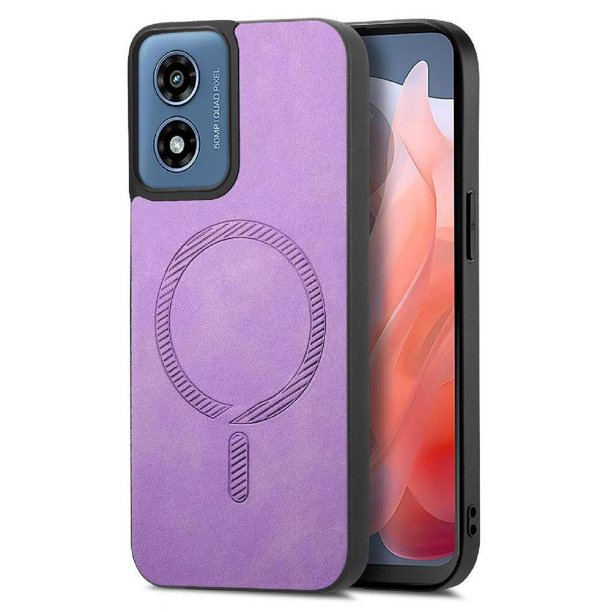 Magnetic Slim Case for Motorola Moto G Play 2024 4G with Camera Guard & Anti-Scratch Back Purple