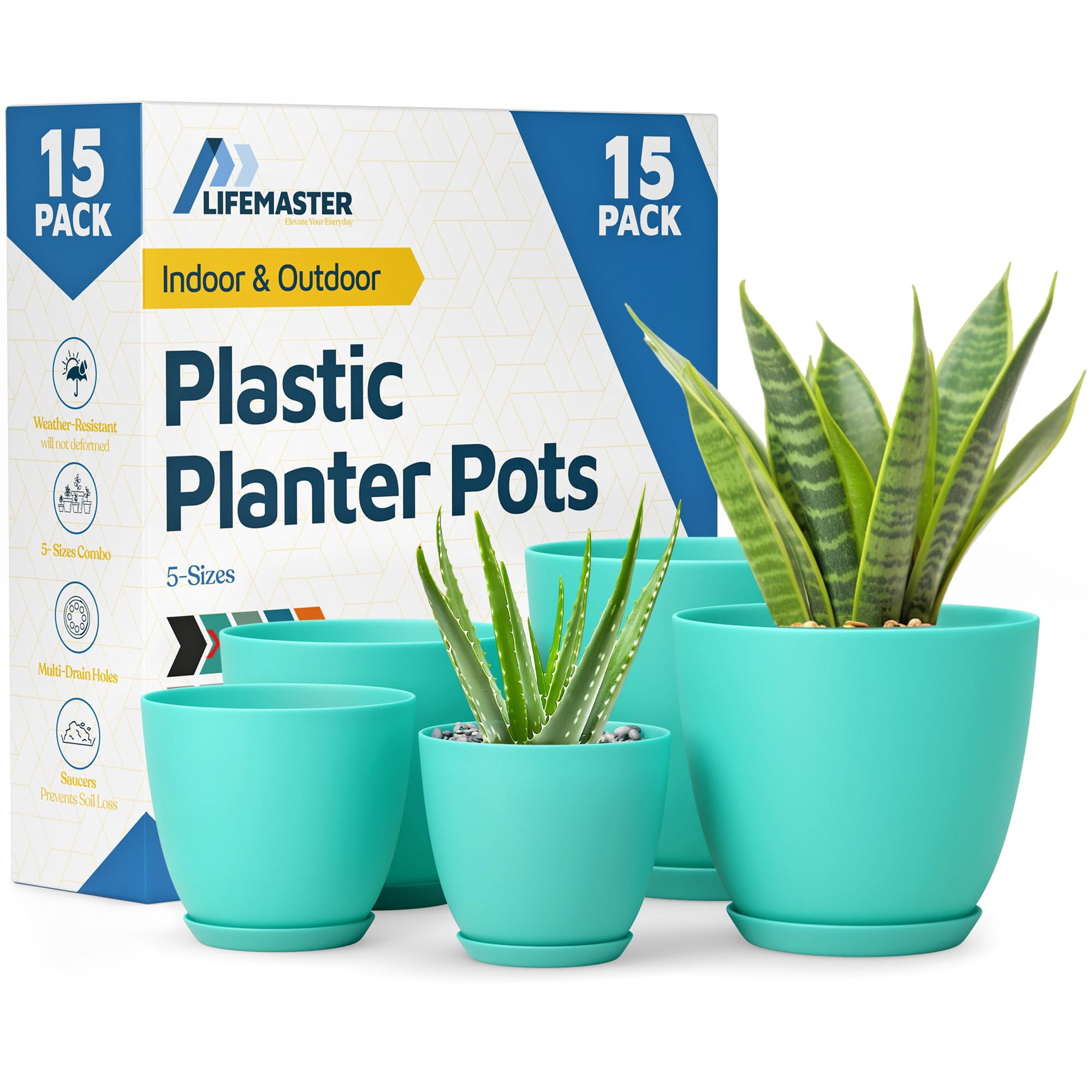 Macetas Apilables Para Interior Y Exterior Lifemaster, 15 Piezas