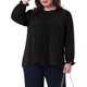 thumbnail image 1 of Agnes Orinda Conjuntos de Halloween Blusas de Talla Grande para Mujer con Pliegues, Manga Larga, Cuello Redondo, Puños Elásticos, Blusa Elegante de Oficina 4X Negro, 1 of 6