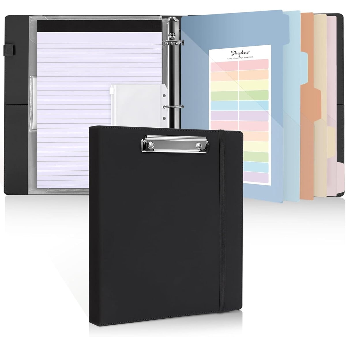 Carpeta Clipboard Skydue Pu Tamaño Carta 3 Anillos 1 Negra