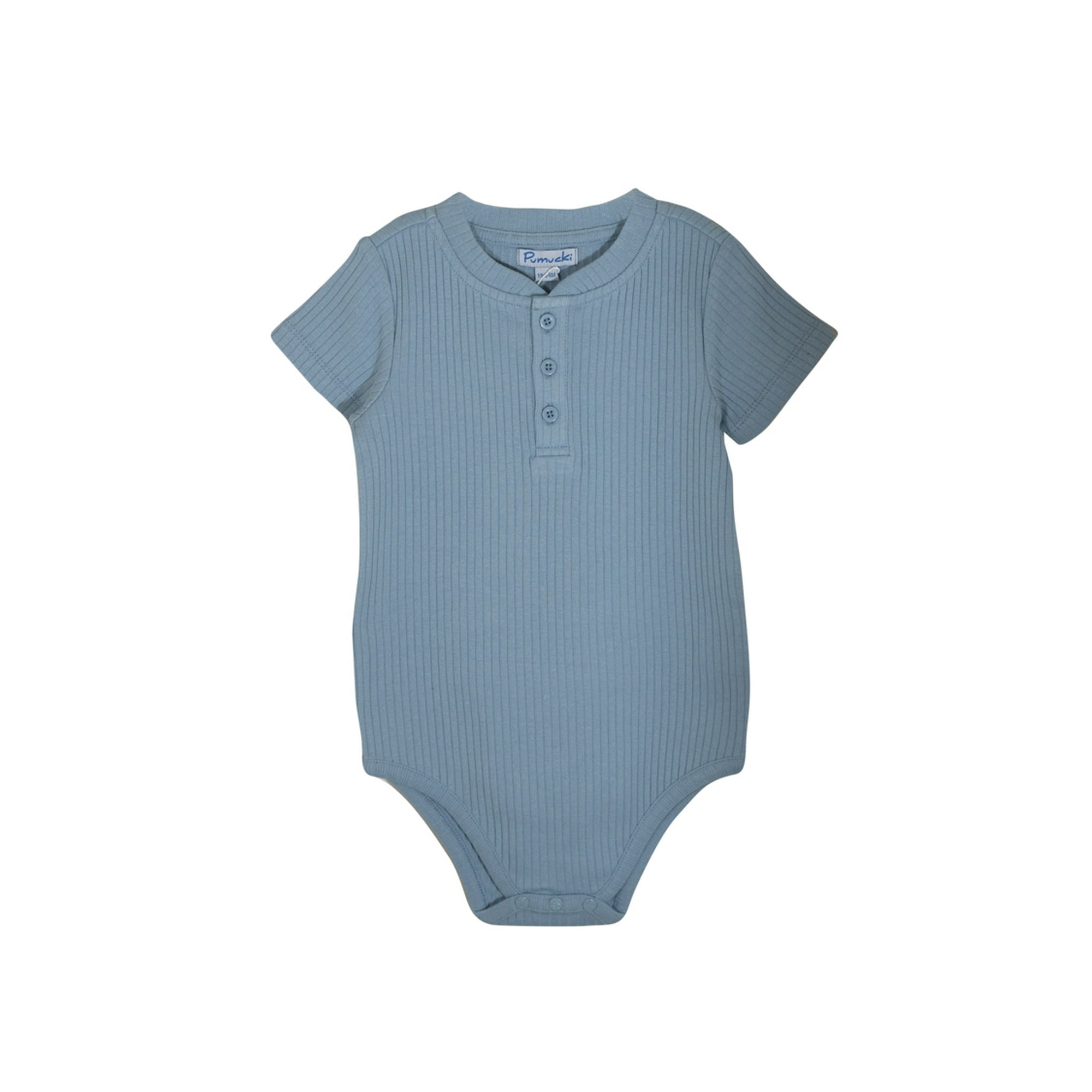 Pumucki - Body Acanalado Celeste Talla 9-12 Meses